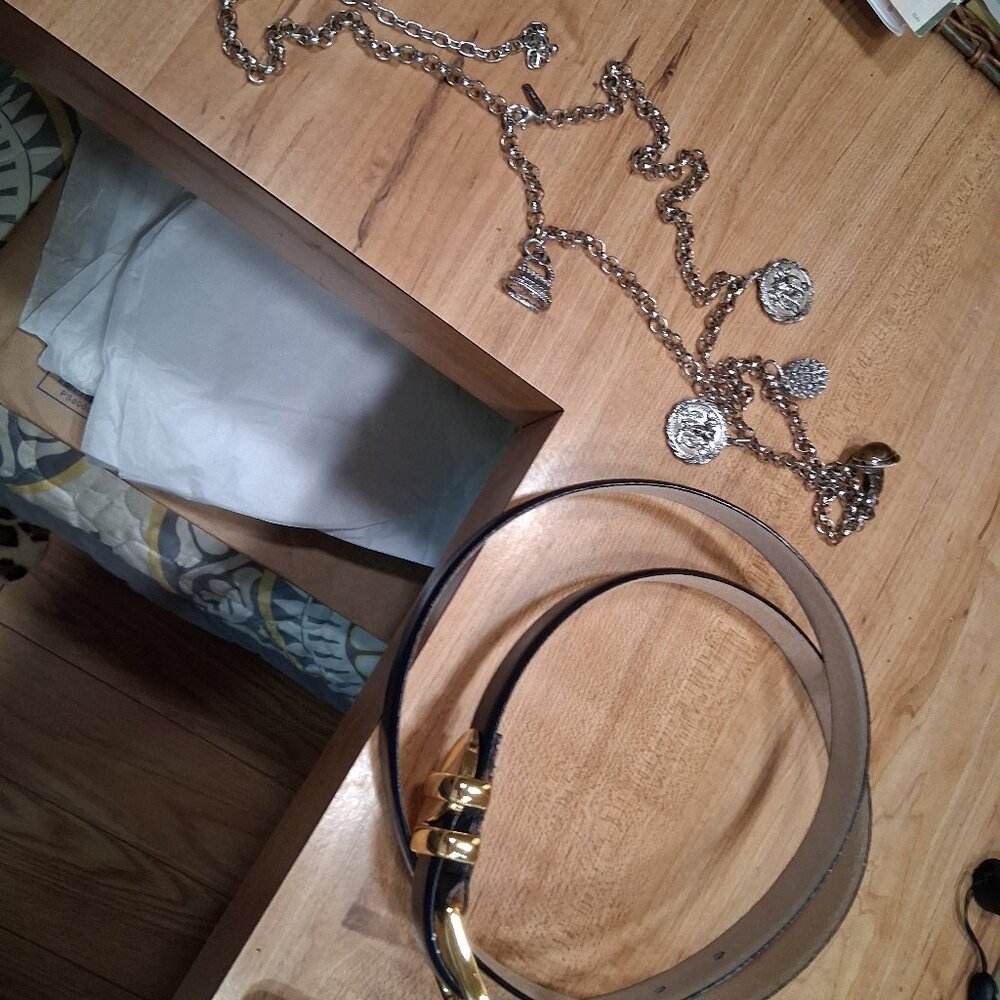 One leather and one chain with charms belts